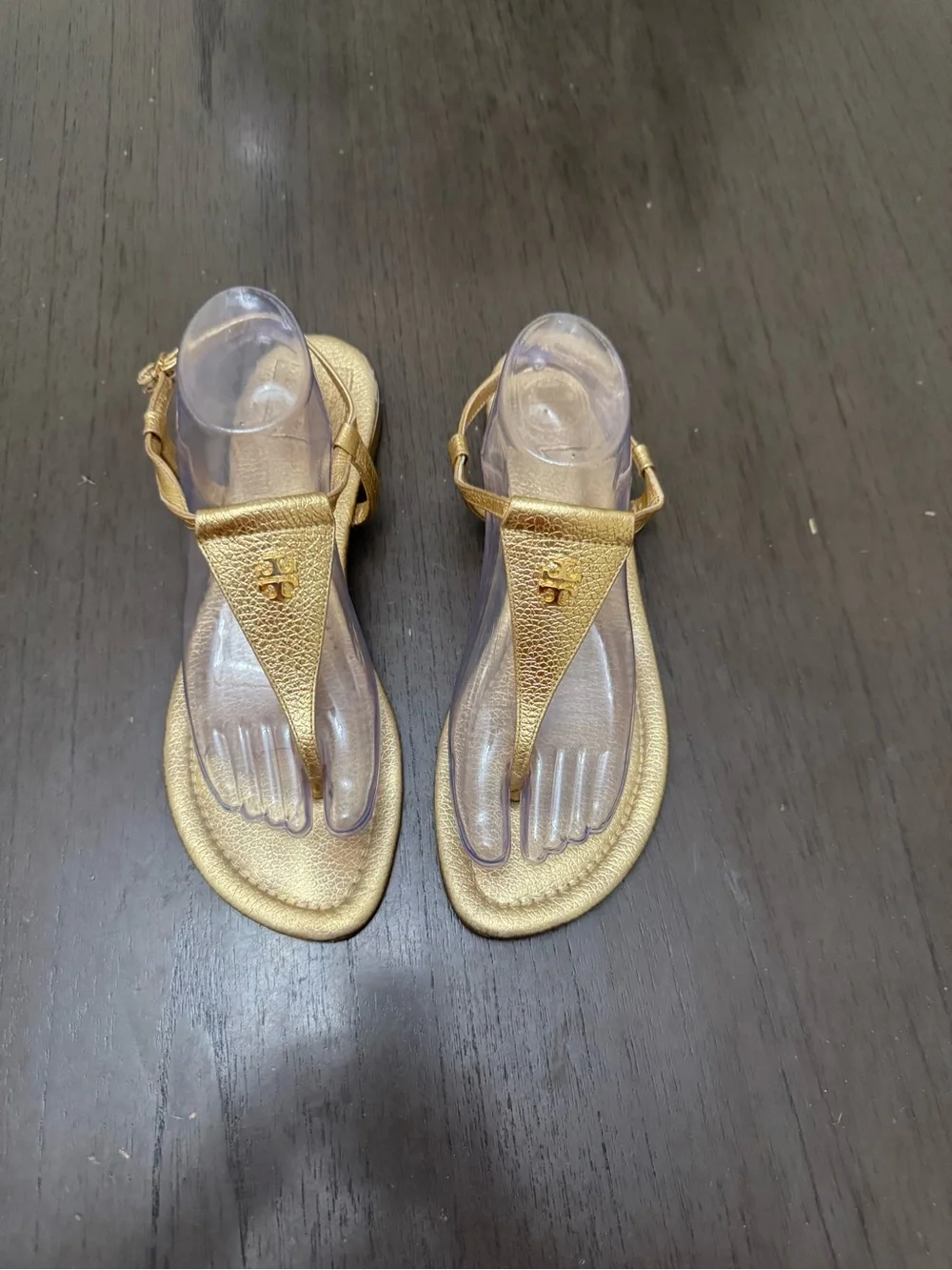 Tory Burch Designer Emmy Metallic Strappy Gold Women's Leather Sandals size W 10